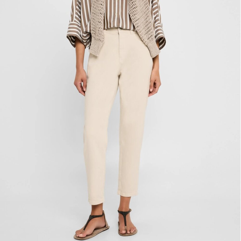Brunello Cucinelli Monili Jeans Beige Denim Baggy Taper Leg Size 2